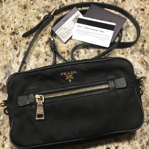 SOLD Auth Prada Tessuto Black Crossbody Bag Nylon